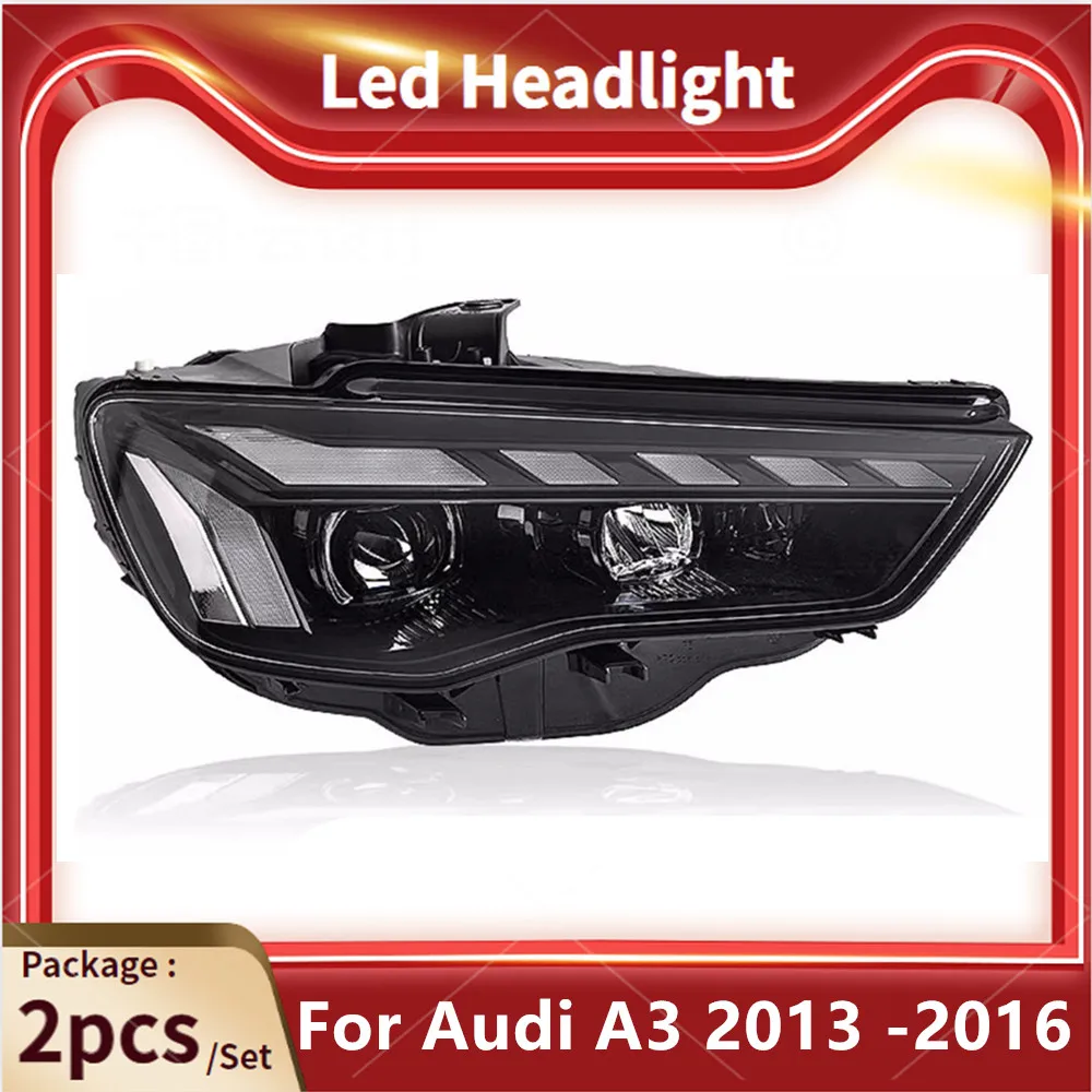 2 шт. светодиодные фары для Audi A3 2013 2014 2015 2016 S3 Sedan Sportback, передние светодиодные фонари в сборе, модифицированные аксессуары для автомобиля