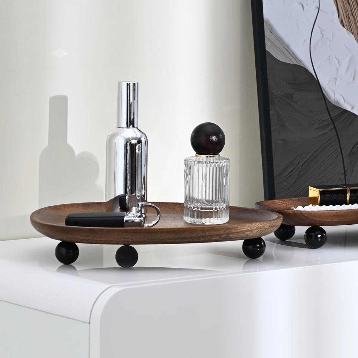 صينية خشبية غير منتظمة الشكل - ديكور سطح المكتب، صينية لمستلزمات المجوهرات، منظم التخزين