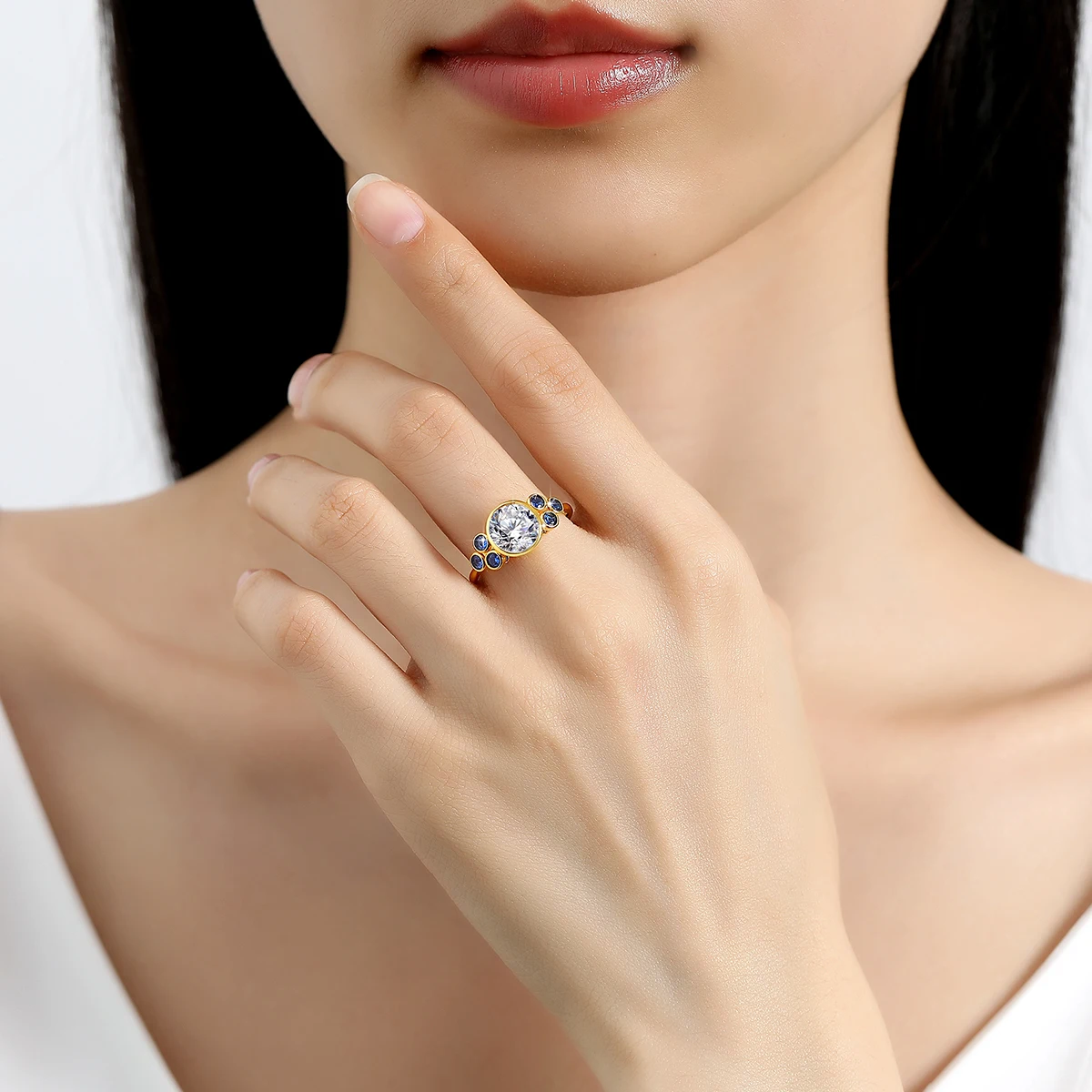 

Новые кольца из желтого золота 14K (Au585) для девушек, с муассанитом 2 карата круглой огранки, женские кольца, свадебные украшения, подарок на вечеринку, оригинальные, сертифицированные