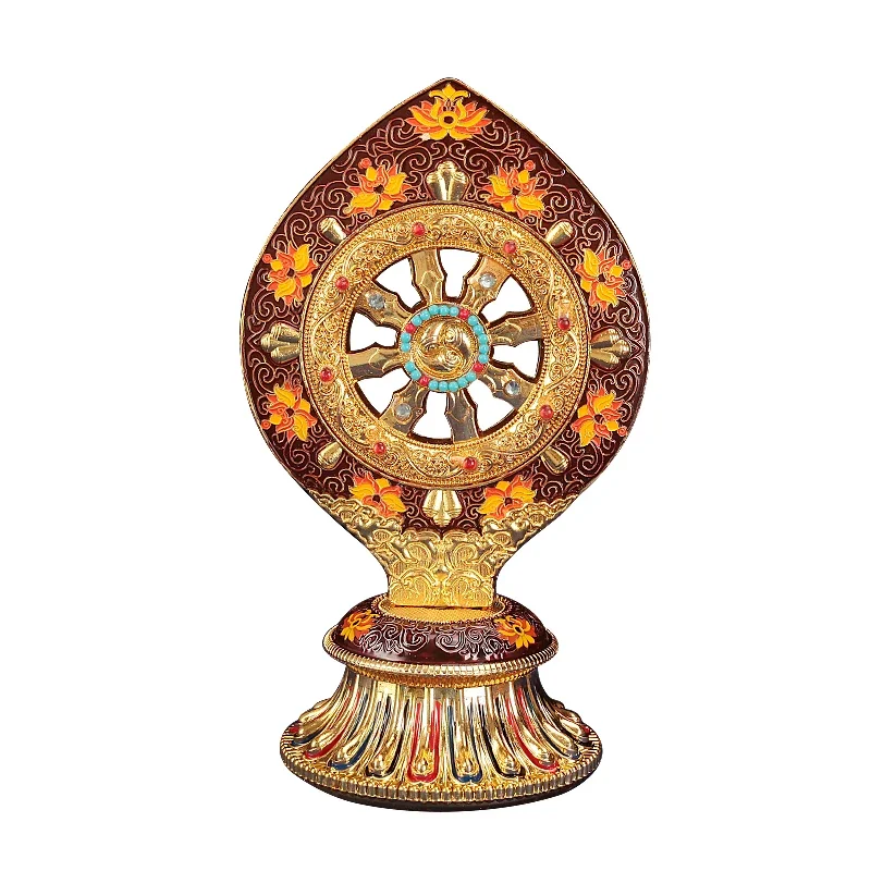 Tibetan French Wheel Tantra Supplies Enamel Color Painting Transfer Golden Wheel King Qizheng Bao Household Buddha Front