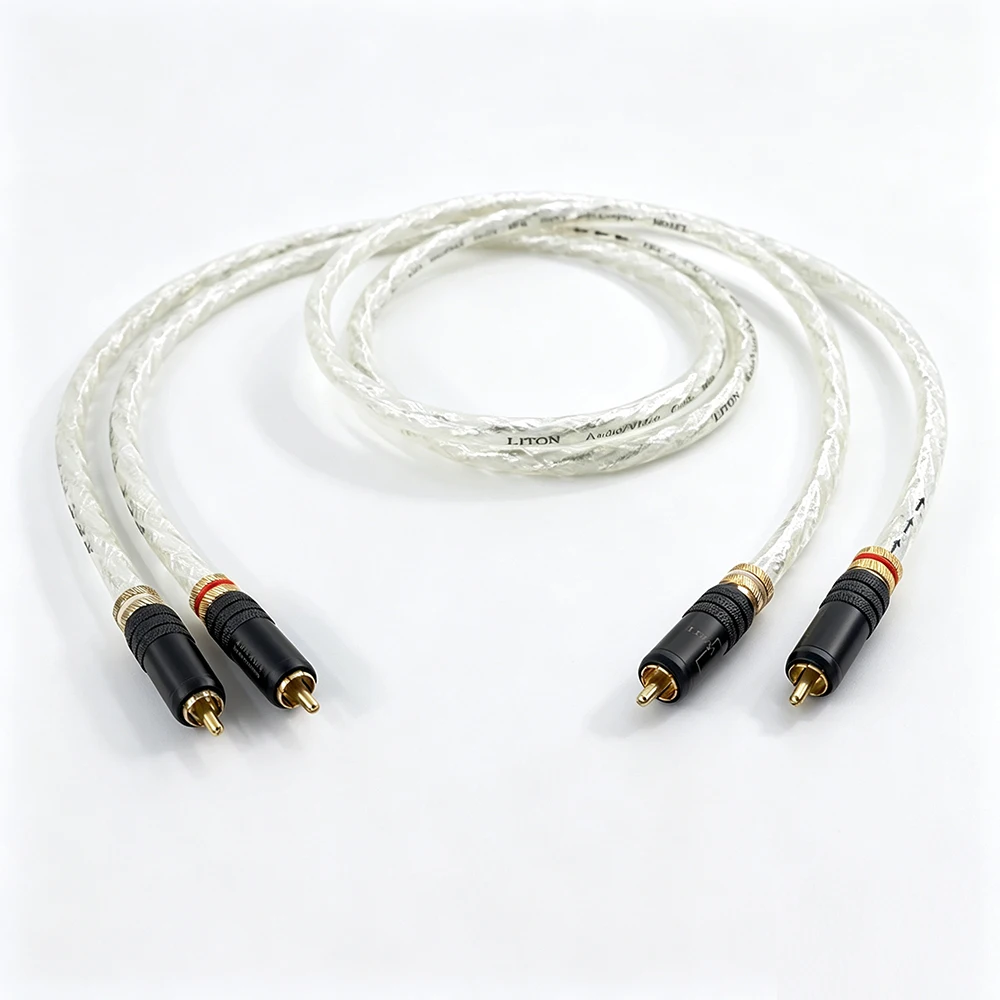 Liton silver-plated signal cable with RCA plug double-core double-layer shielding and shielding DIY audio cable balance cable