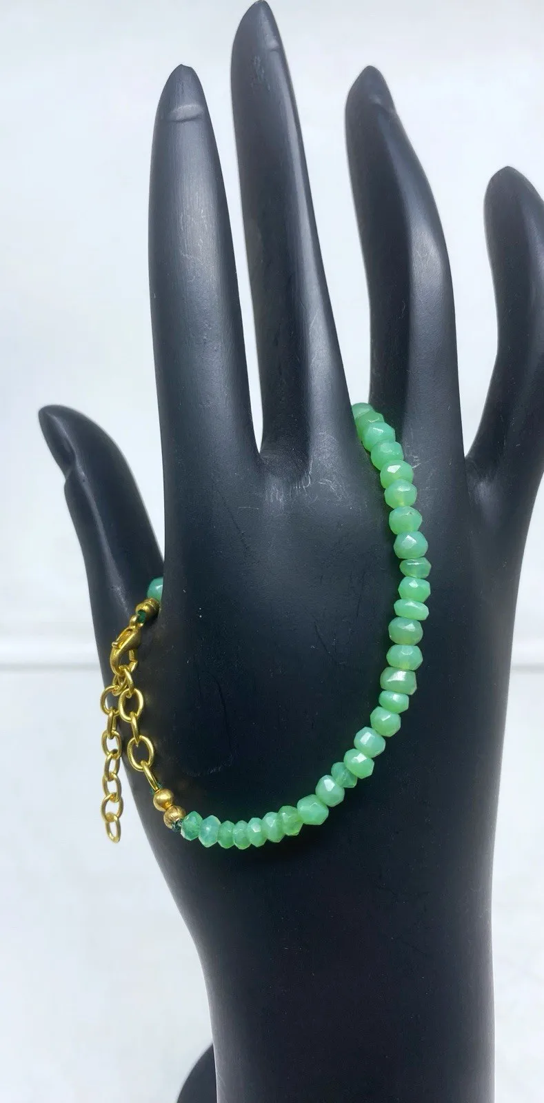 Chrysoprase Bracelet 7 Inch 2-4mm Faceted Beads Natural Green Gemstone Handmade