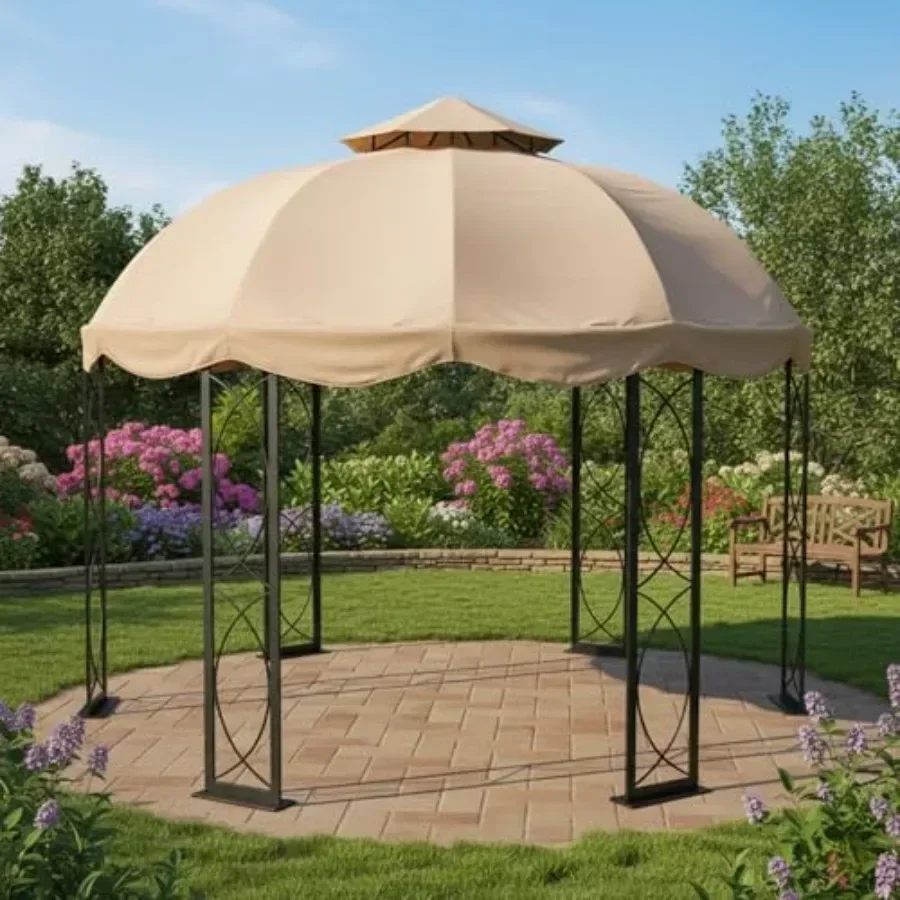 Reinforced RipLock 350 Replacement  Top Cover for Garden Treasures 12ft Round Gazebo Model S-GZ1D Beige Sun Protection Durable