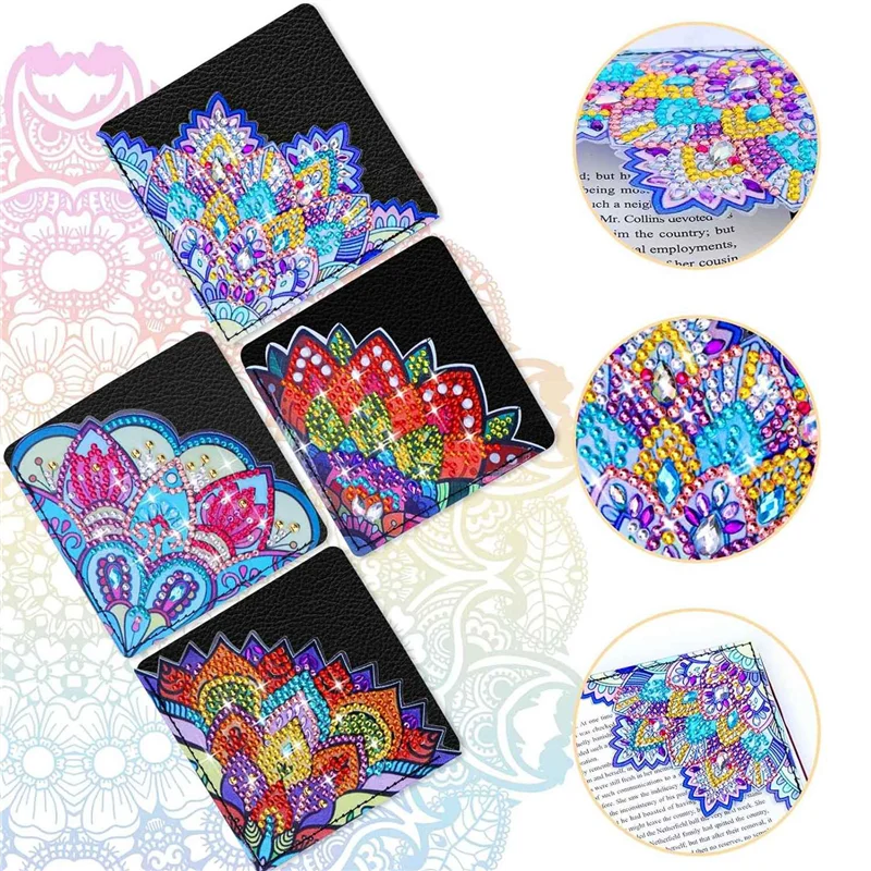 

Sensitive 4 PCS Diamond Painting Bookmarks Cute Diamond Art Bookmarks Kits For Book Lovers