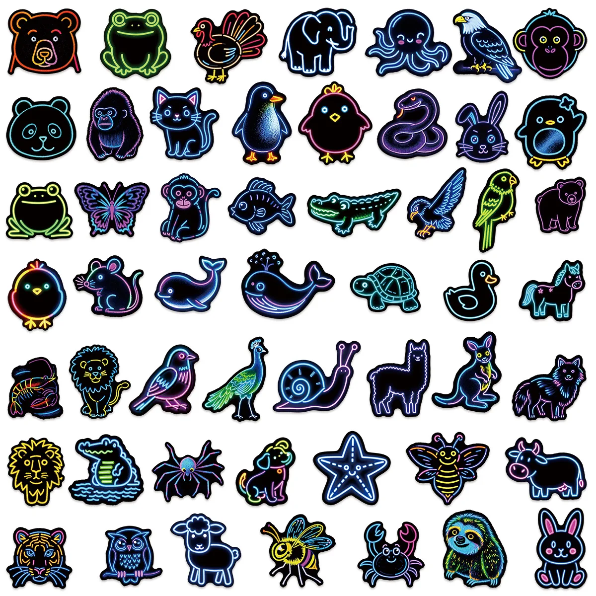 10/30/50PCS Neon Niedlichen Tier Aufkleber Cartoon Lustige Kreative Persönlichkeit Graffiti Aufkleber für Handy Fall Wasser tasse Gitarre