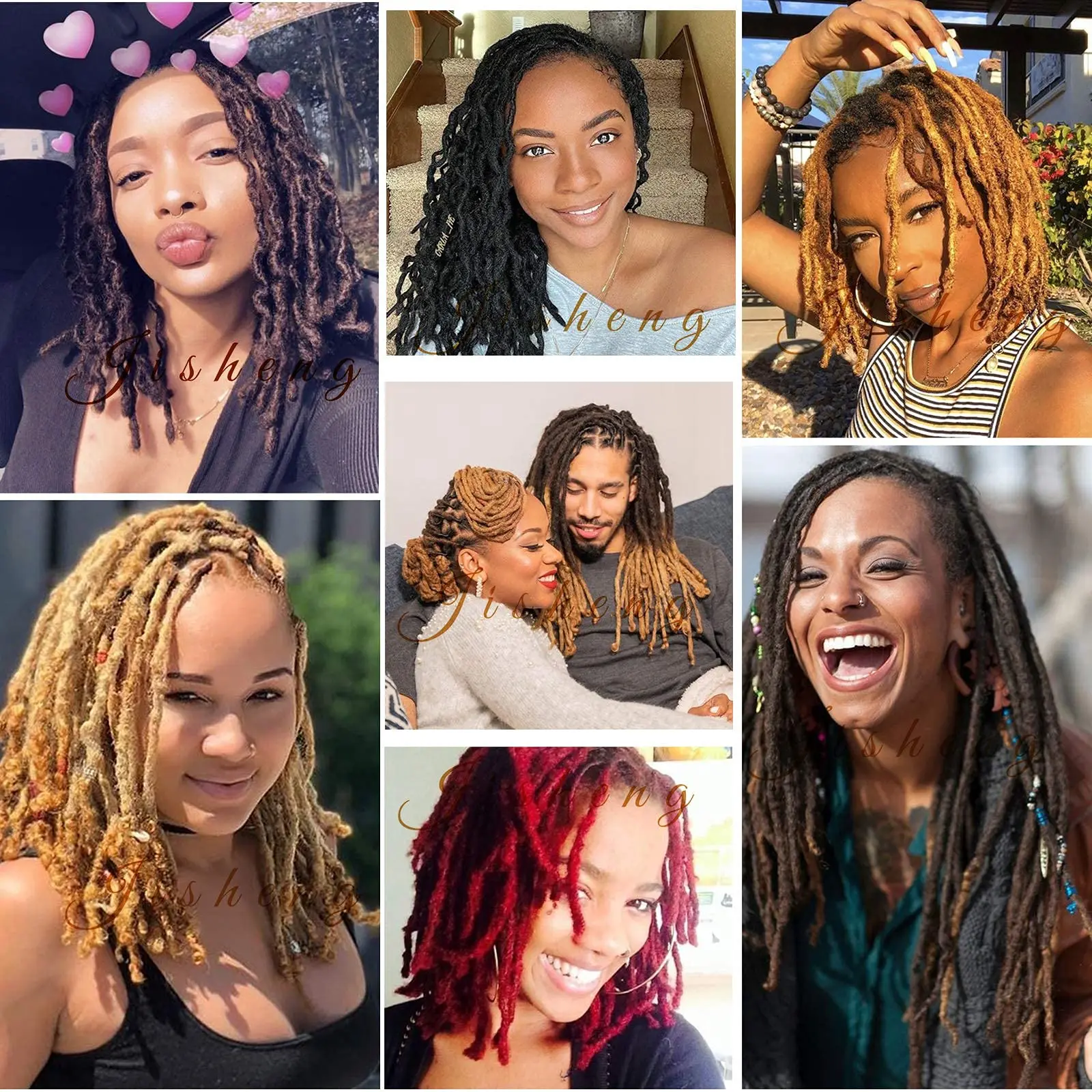 60 Strands Dreadlock Extensions For Men/Women  Afro Kinky Straight 100% Human Hair Handmade Loc Extensions Hair Braids Crochet