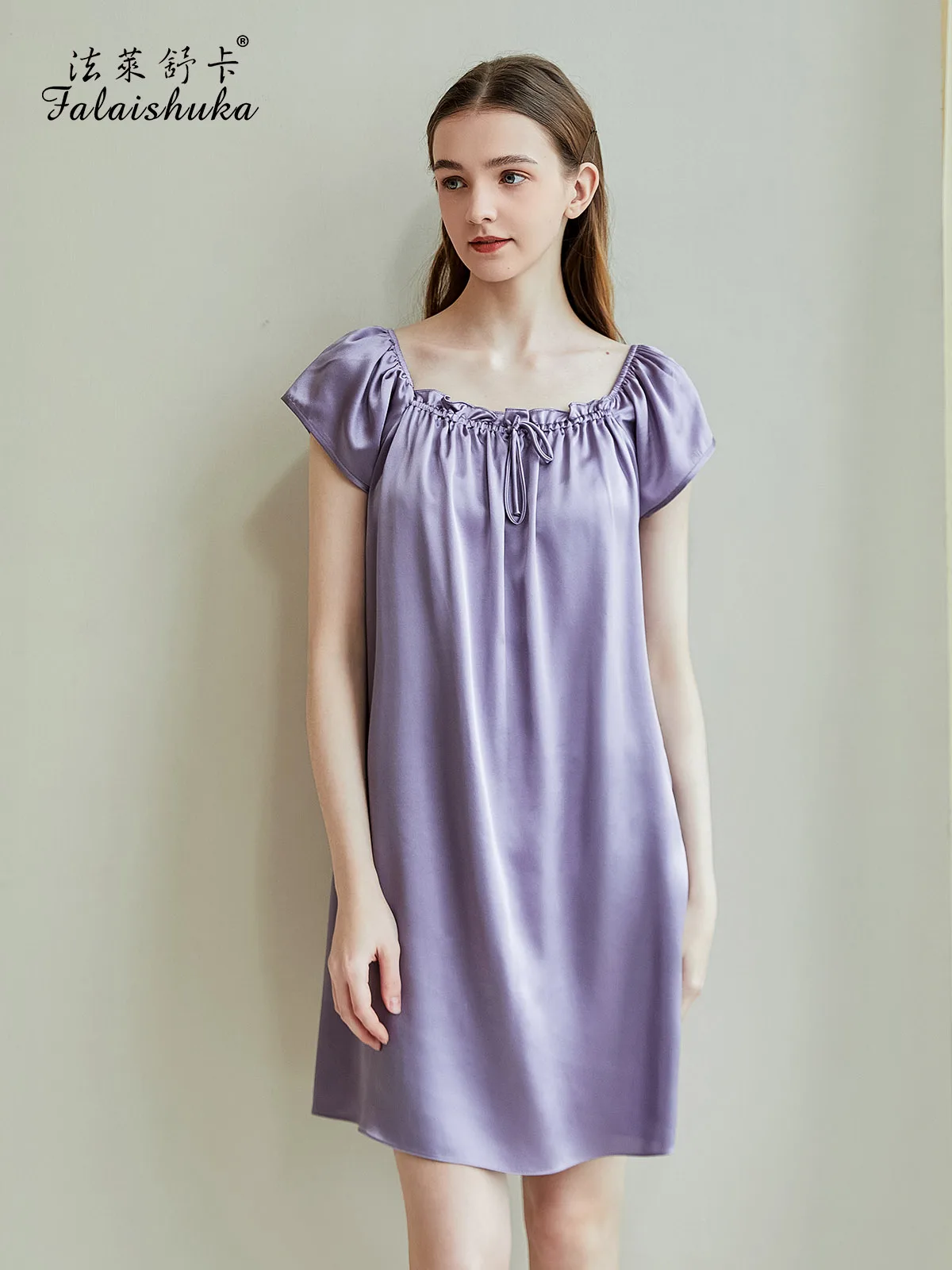 16 momme 100% silk nightwear women nightgowns summer thin Wedding bride Short sleeved noble real silk night dress S5920