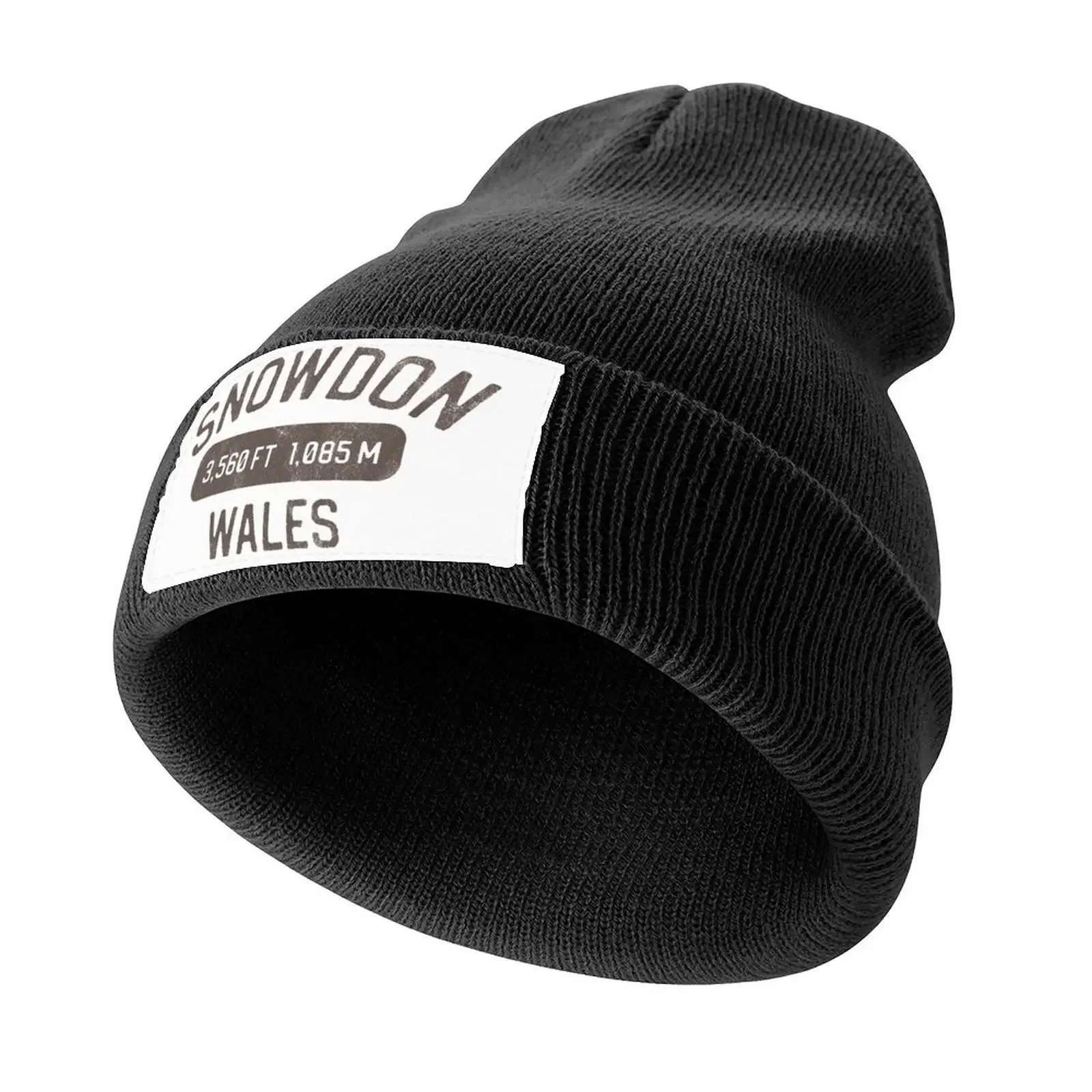 Snowdon - Año Wyddfa - Peak más alto en Gales, Reino Unido - Gorra de punto atlética vintage marrón para playa para niñas y hombres