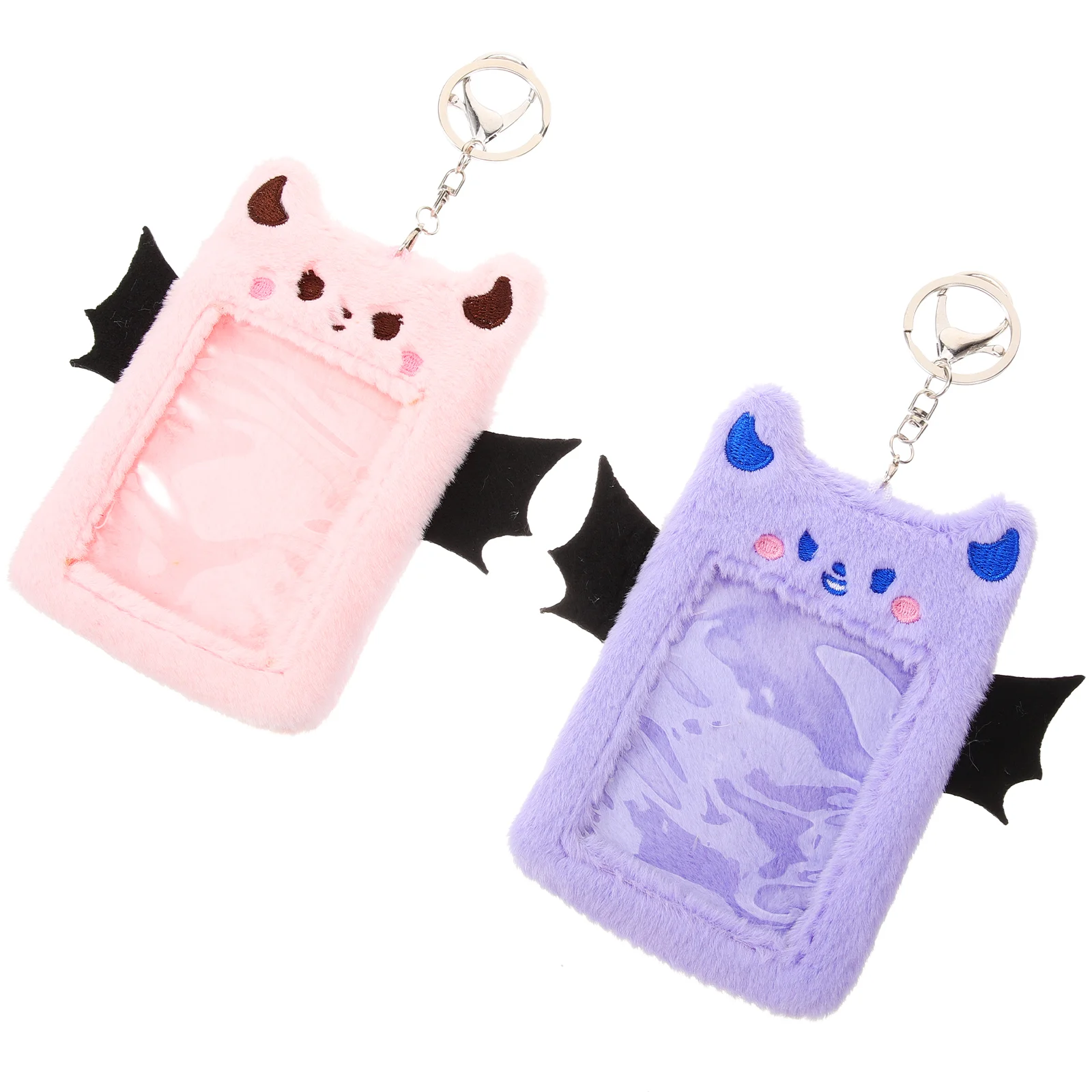 2 Pcs Cute Wallet Plush Card Holder Postcard Sleeve Pendant Id Clip Pink Nurse