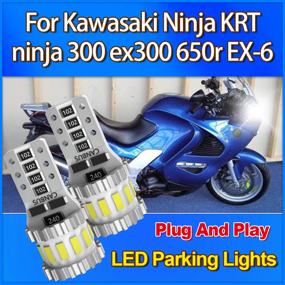 

2Pcs W5W LED Motorcycle Position Parking For Kawasaki Ninja KRT LED Headlight Pilot Park Lights T10 ninja 300 ex300 650r EX-6