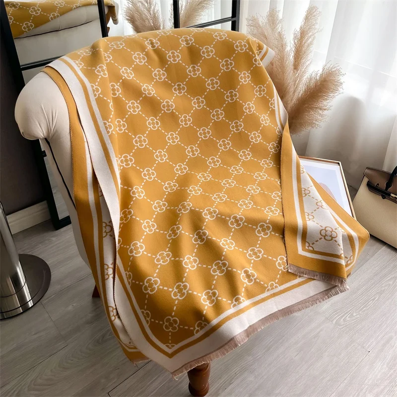 Luxus Kaschmir Plaid Schal Winter Frauen Pashmina Schals Warme Decke Wraps Weiblich Foulard Bandana Marke Dicke Schals Hijab – Detail 5