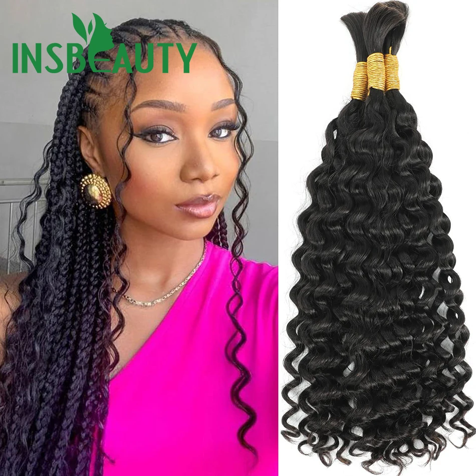 Human Hair Bulk for Braiding Hair Bulk 3c4a Double Drawn Curly Bulk Human Hair No Weft Bundles for Boho Knotsless Braids