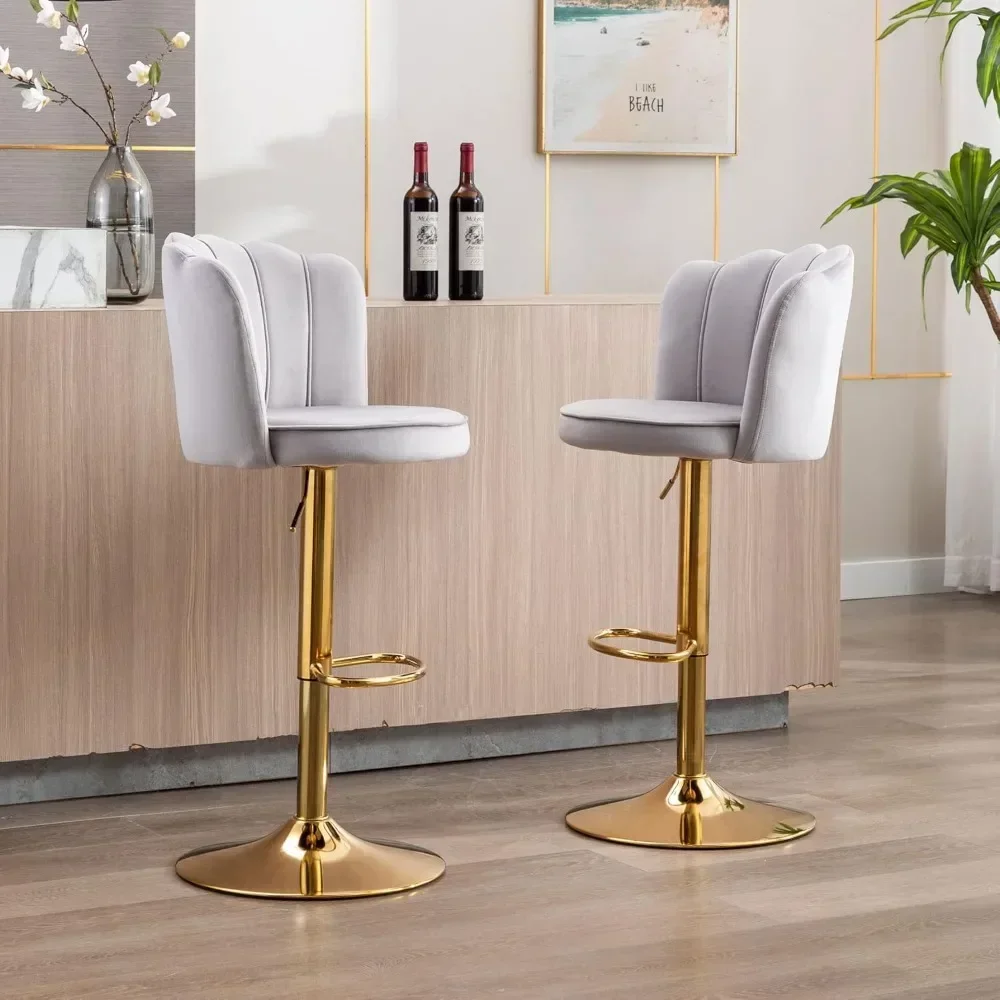 Swivel Barstools Bar Height Adjustable Upholstered Counter Stool Velvet Bar Chairs with Back