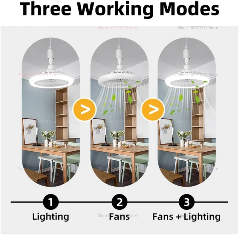 مروحة سقف داخلية 2 في 1 مع أضواء LED وجهاز تحكم عن بعد 30 وات E27 مصباح دوار لغرفة المعيشة وغرفة النوم والمطبخ والإضاءة الحديثة