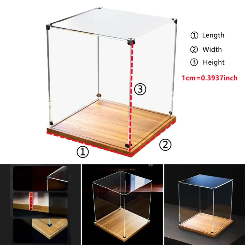 Anpassbare Vitrine aus Acryl, Aufbewahrungsbox für Actionfiguren, Baustein-Modellkoffer, transparente staubdichte Vitrine