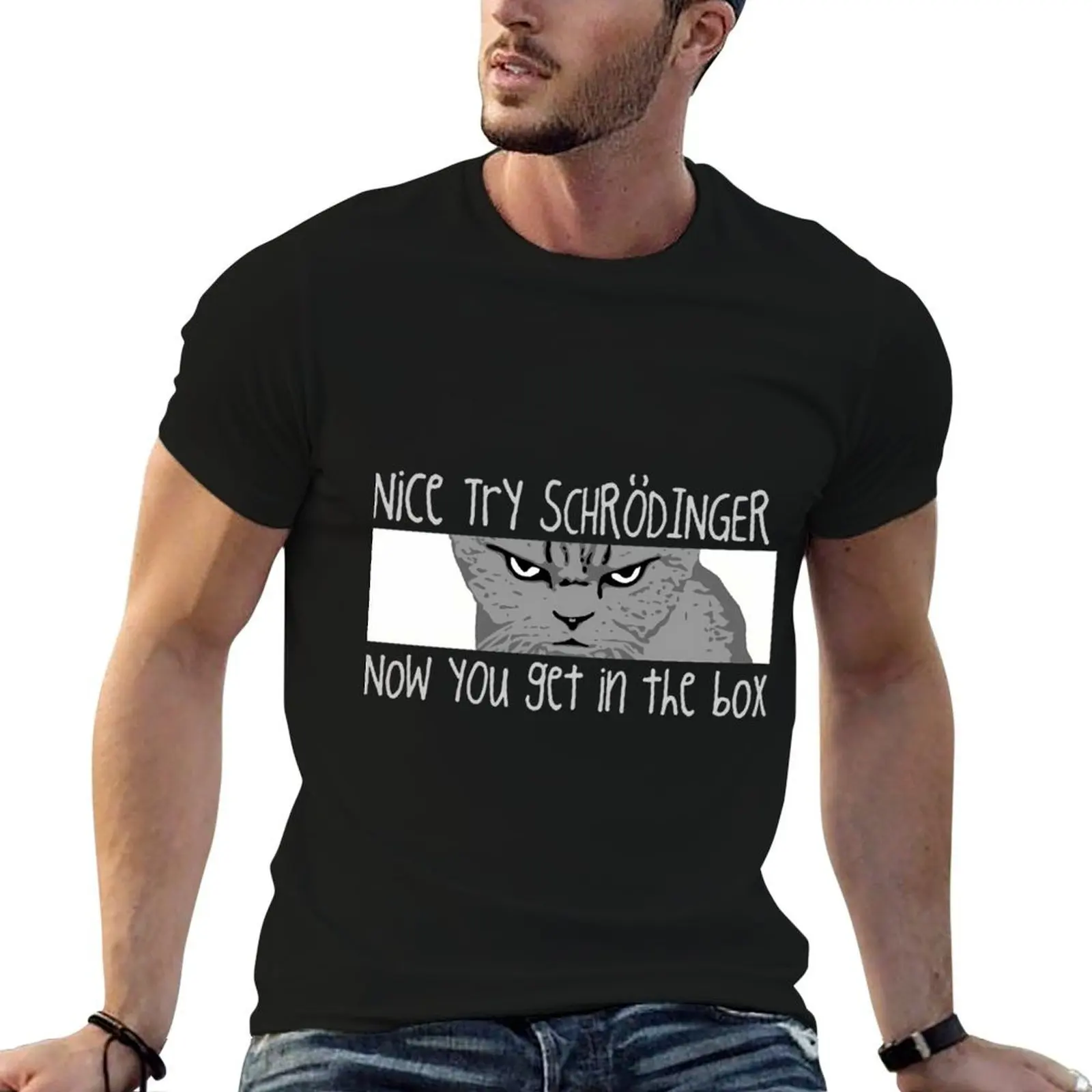 Schrodingers Cat Funny Quantum Physics Science T-Shirt summer tops tees t shirt for men