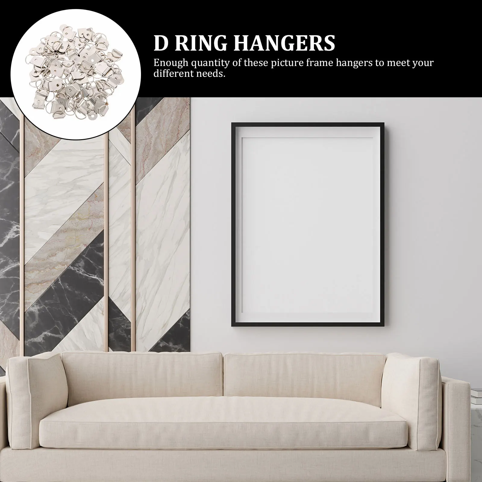 

100Pcs Picture Frame Hangers Premium Iron Metal Semi-Circle Ring for Wall Painting Photo Frame Wall Picture Hanger