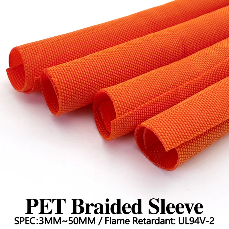 3-50mm PET Self-Closing Split Braided Sleeve High Density Expandable Flexible Insulated Cable Wire Protector for Desk PC TV