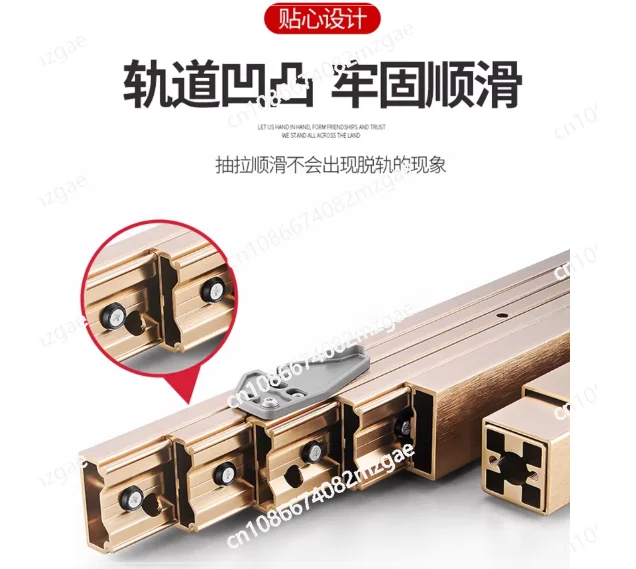 Hidden Folding Aluminum Slide Rail for Expandable Dining Table, Push Cabinet Drawer Hardware Accessories for Space Saving Design