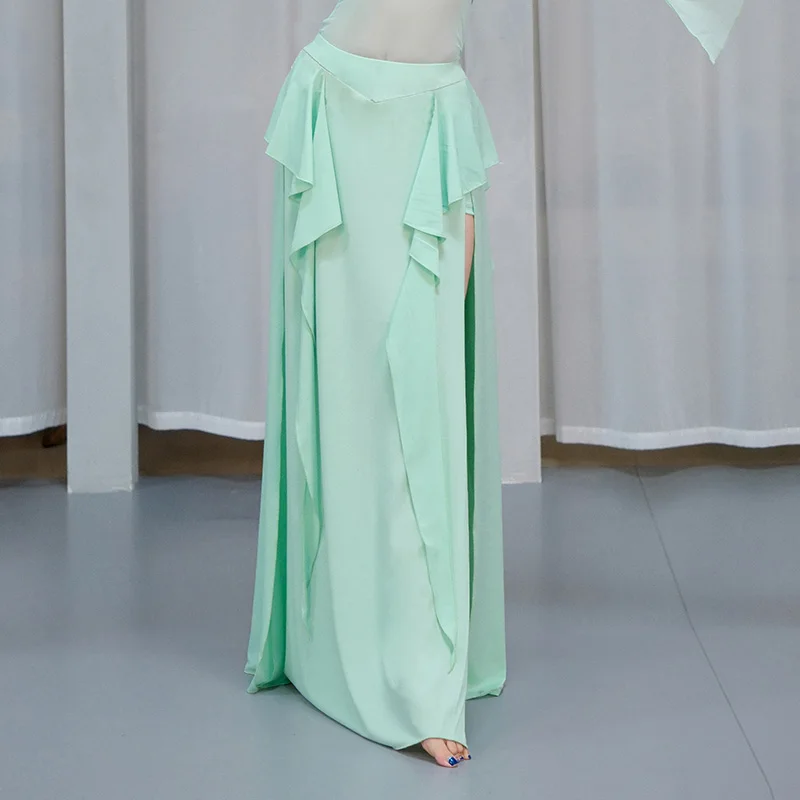 Pantalón de danza del vientre japonés para mujer, ropa de práctica, falda dividida, trajes de danza del vientre, traje de práctica para principiantes, ropa de danza Oriental
