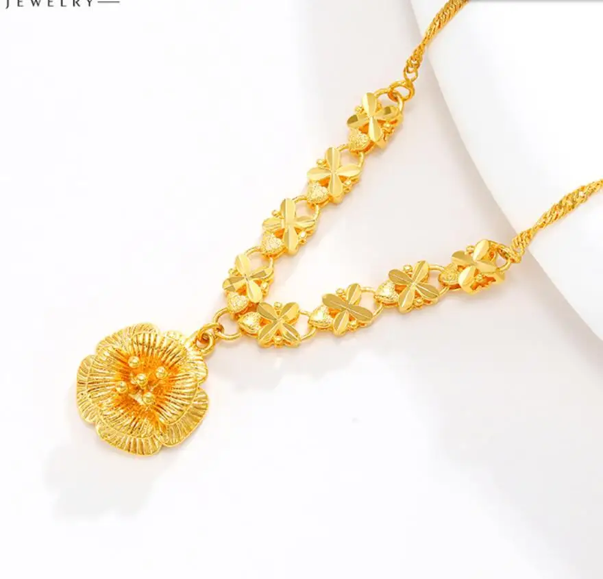 1PC Gold Plated Colorful Smile Flower Rotatable Pendant Necklace For Women Girls Flower Luxury Jewelry F1775