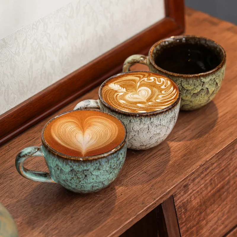 

1PC Ceramic coffee cups, American retro latte art afternoon tea cups, household mugs