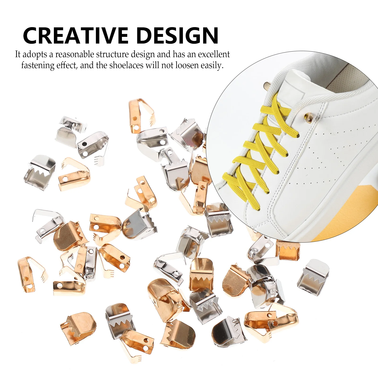 

100 Pcs Shoelace Clips Stainless Steel Durable Buckles Metal Decorative Connector Accessories Shoes Drawstring Clamps