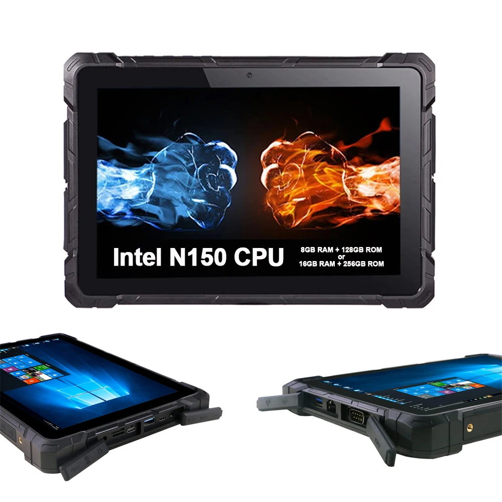 10.1 Inch Rugged Handheld Tablet Windows OS N150 CPU 16GB RAM 256GB ROM IP67 Waterproof 1920x1200 Resolution 16MP Camera
