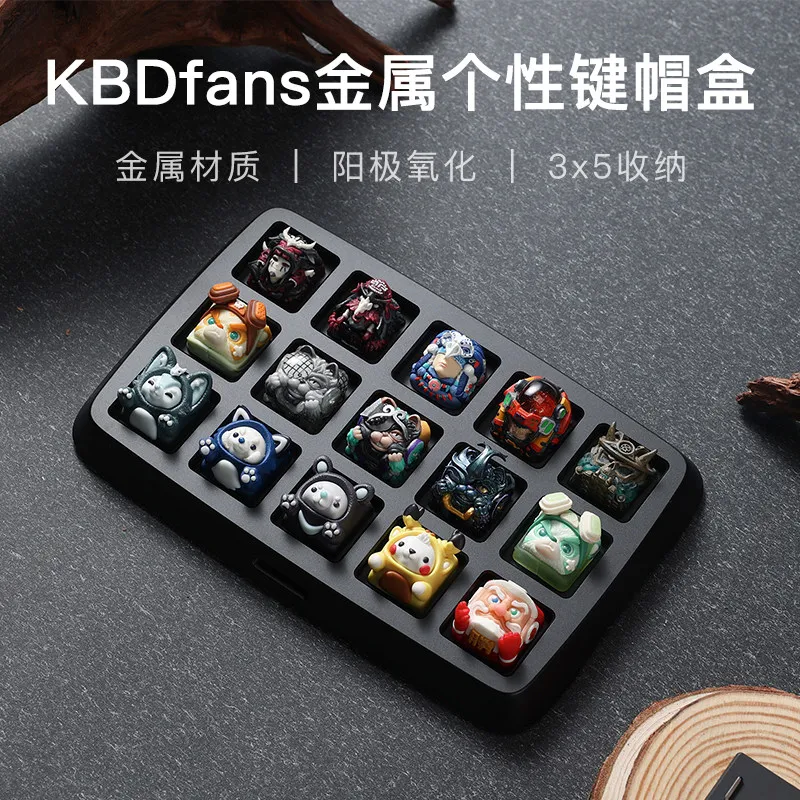 For KBDfans customized mechanical keyboard resin personalized keycap box storage display box metal button aluminum shell 3x5