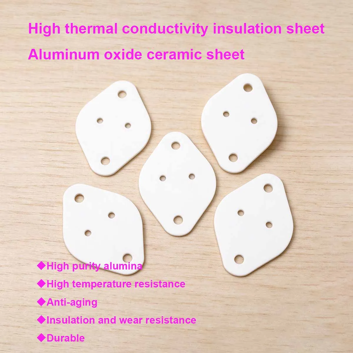TO-3 41*29*1mm 41x29x1mm AL2O3 Aluminum Oxide Alumina Four Holes Oval Insulation Thermal Conductive Ceramic Pad Gasket Sheet