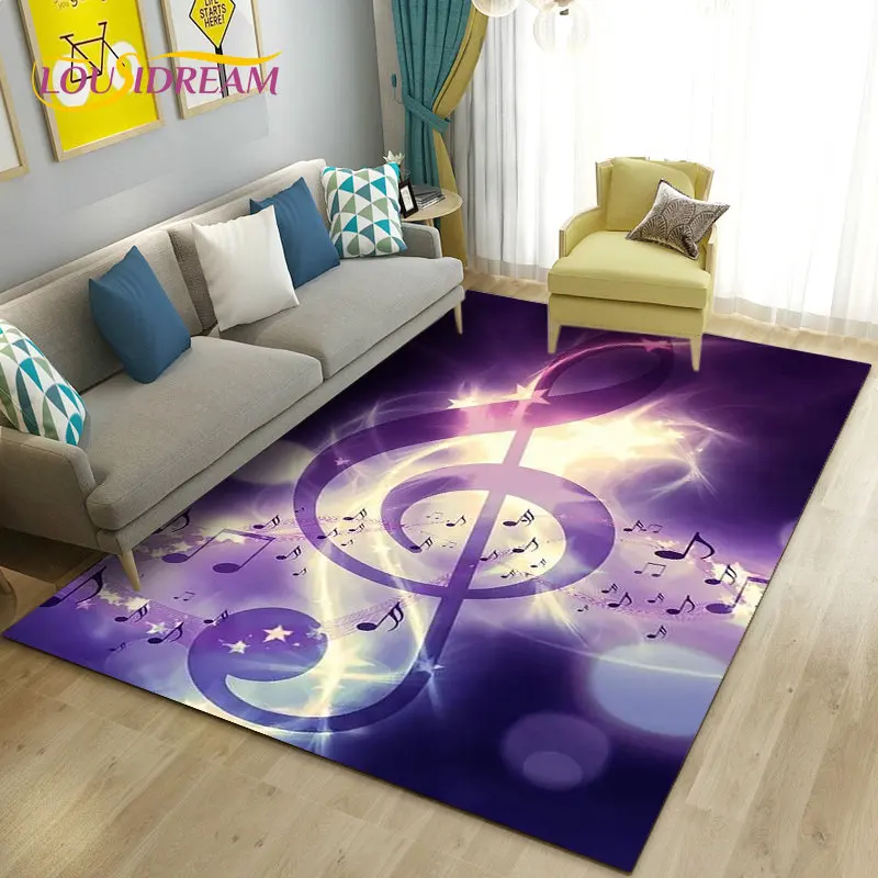 

3D Beautiful Music Notes Area Rug Large,Carpet Rug for Living Room Bedroom Sofa Kitchen Decoration,Kid Play Non-slip Floor Mat