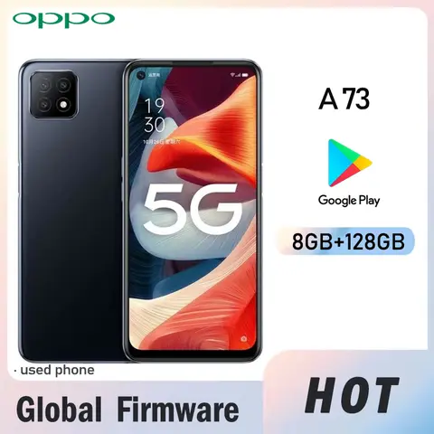 OPPO A73 smartPhone 5G Global firmware MTk Dimensity 720 2400x1080px 4030mAh camera 16MP+8MP good condition used phone