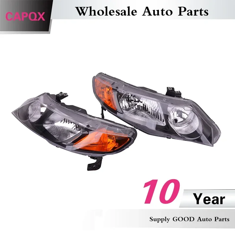 CAPQX 2PCS Front Bumper Headlight Headlamp Head Light Lamp For Civic/Civic Hybrid 2006 2007 2008 OEM#33151-SNA-H02 33101-SNA-H02