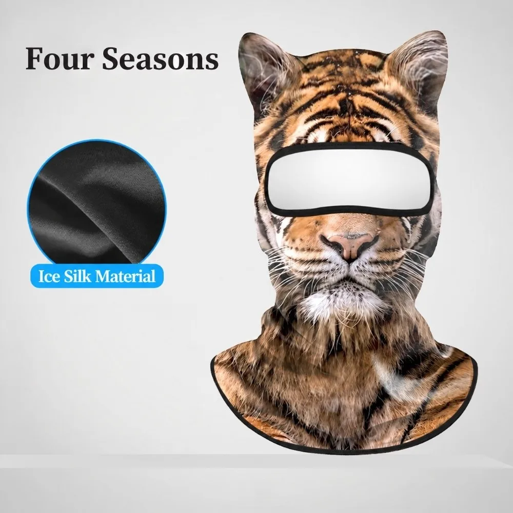 Animal Pattern Balaclava Mask Ice Silk Windproof Full Face Mask Breathable Skin Friendly Eared Head Cover Cycling/Party/Outdoor