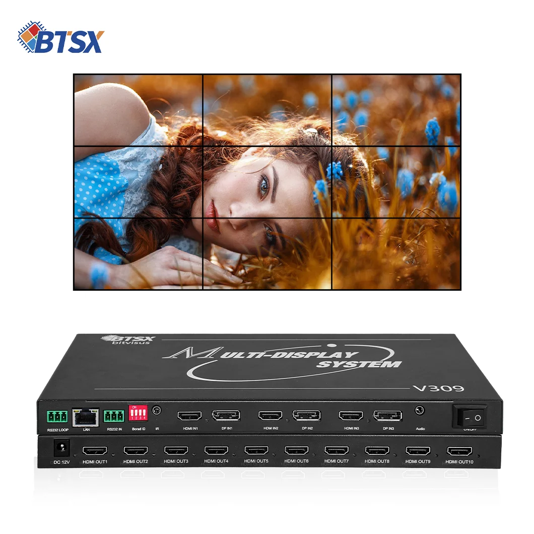 Bitvisus Point to point 2x4 2x5 1x10 Edge Blending Processor HDMI 8K Video Wall Controller