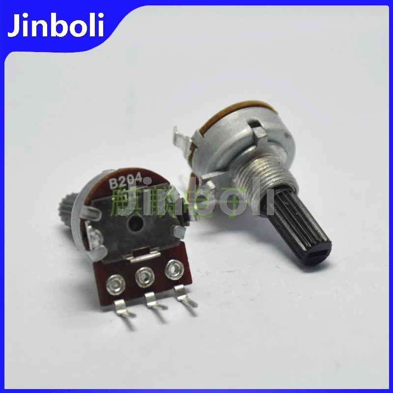 2PCS R161 Type 3Pins Single Potentiometer B200K B204 Flower Shaft Length 20mm Adjustable Speed Potentiometer