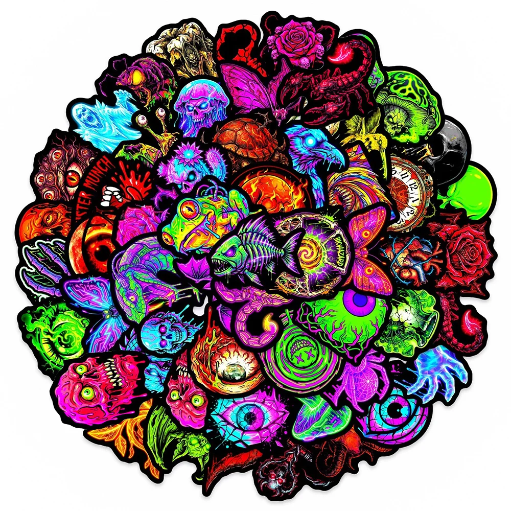 10/30/50pcs Horror Skull Demon Cartoon Stickers Gothic Style Graffiti Sticker Skateboard Phone Notebook Cool Waterproof Decals