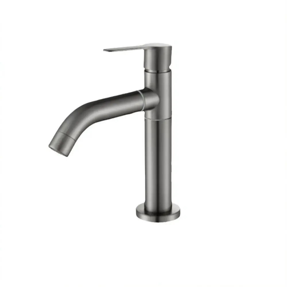 Gray Basin Faucet Stainless Steel Single Cold Tap Swivel Universal Bathroom Sink Mixer Modern Vanity Water Sprayer Tool