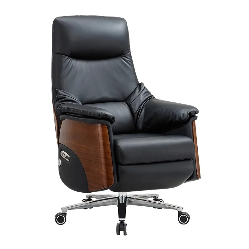 

Роскошное современное офисное кресло-реклайнер из натуральной кожи для дома и работы за компьютером, комфортное для длительного сидения, с электроприводом