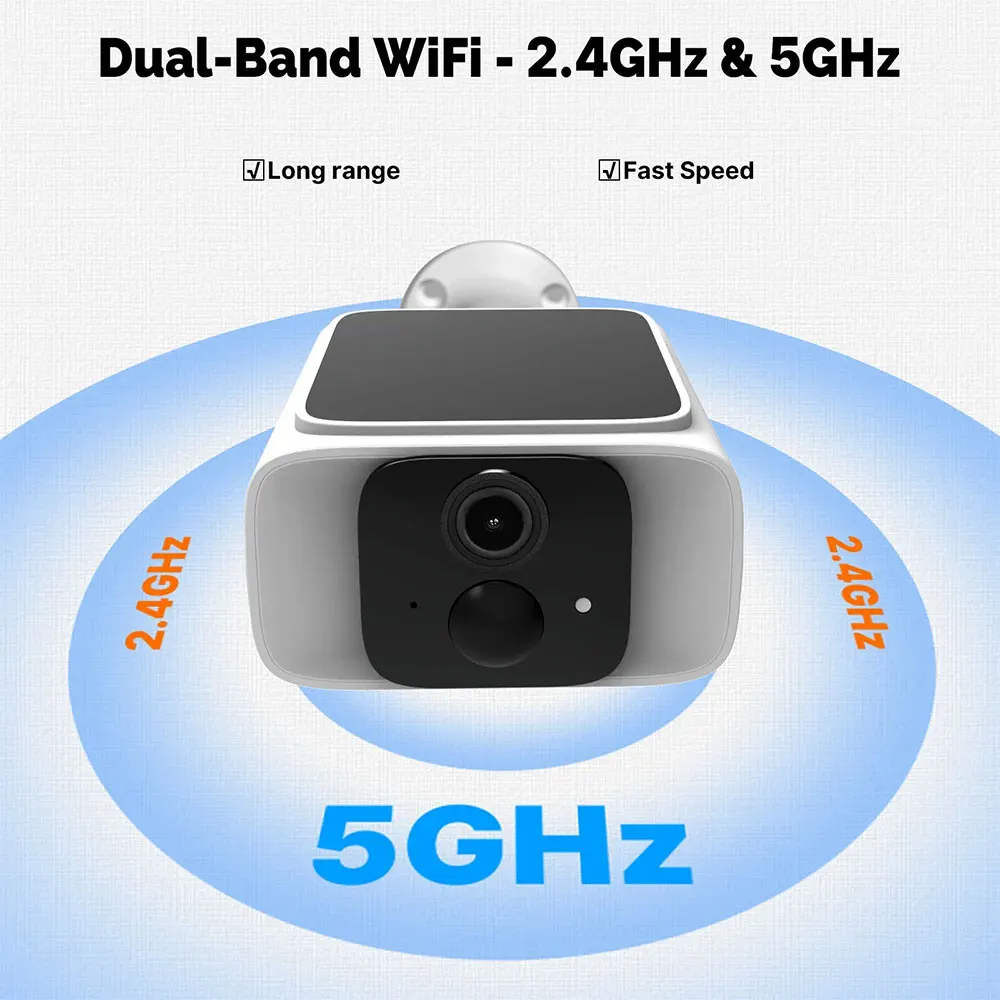 ANSVICAM 2K Solar Security Camera 5MP Outdoor Wireless 5G WIFI Camera Battery Cam Floodlight Color Night Vision IP Surveillance