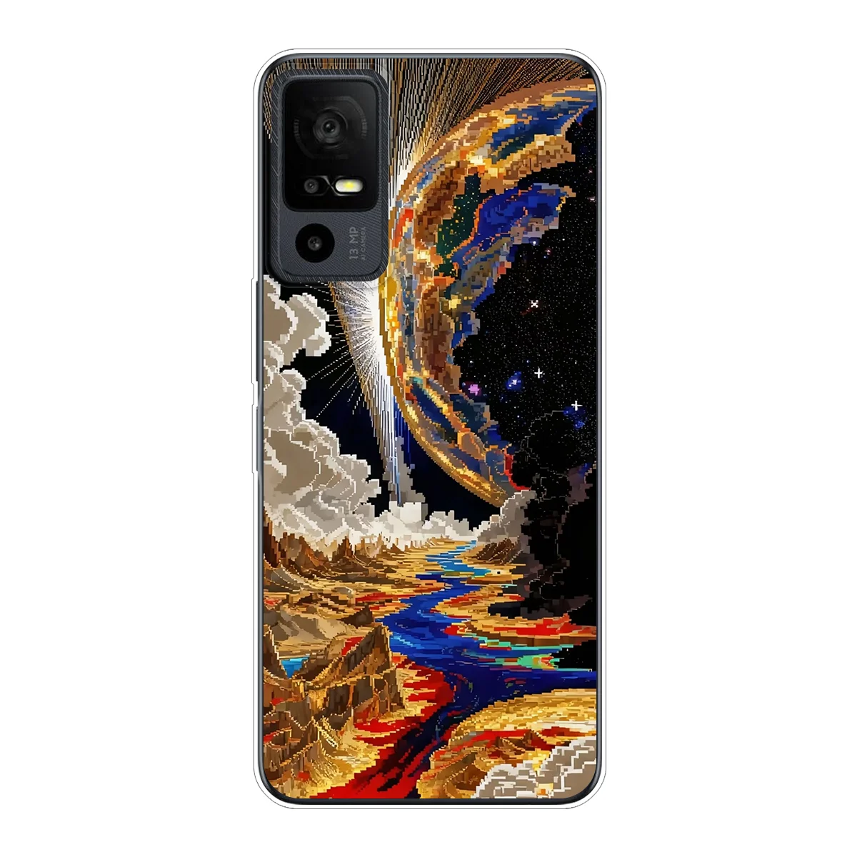 Coque de téléphone en TPU transparente, esthétique, galaxie, nébuleuse, pour TCL 40 XE, ciel étoilé, ailes d'ange, impression artistique spatiale, housse antichoc
