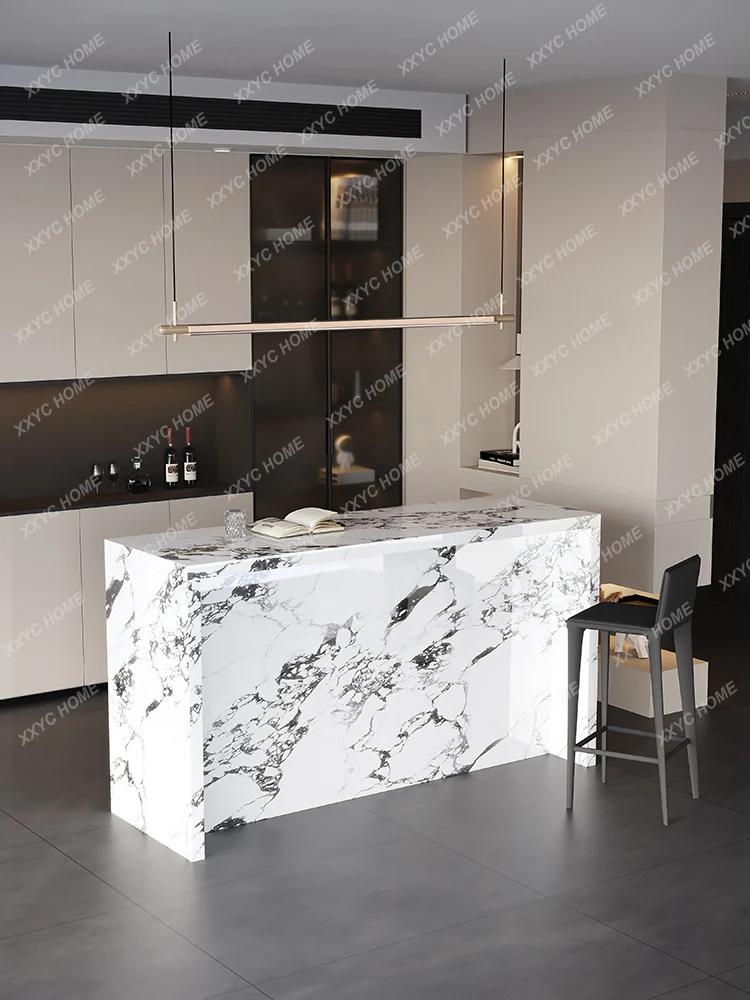 Stone Plate Bar Counter Bulgari Mild Luxury Marble Home Living Room Partition Open Kitchen Kitchen Island High-End Customization