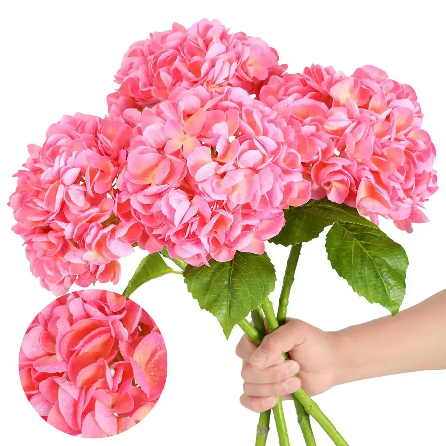 4Pcs Pink Hydrangea…