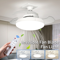 2 in 1 E27 Ceiling Fan Light with Remote Control AC 85-265V Three-Color Three-Wind Speed Dimmable Timer Function for Living Room