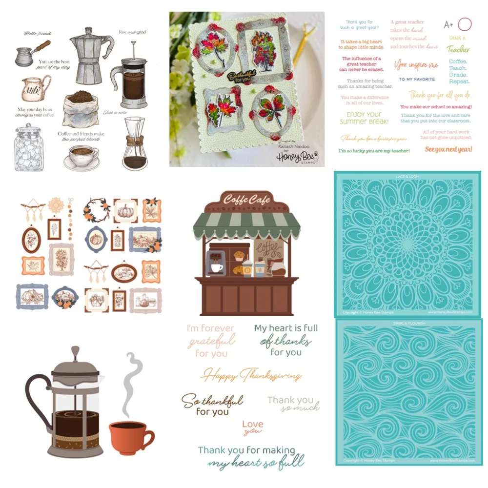 Honeybeestamps Kaffeetasse Wirbel Add-On 2025, neue Stanzformen, Sammelalbum, Tagebuch, Dekoration, Prägevorlage, Diy