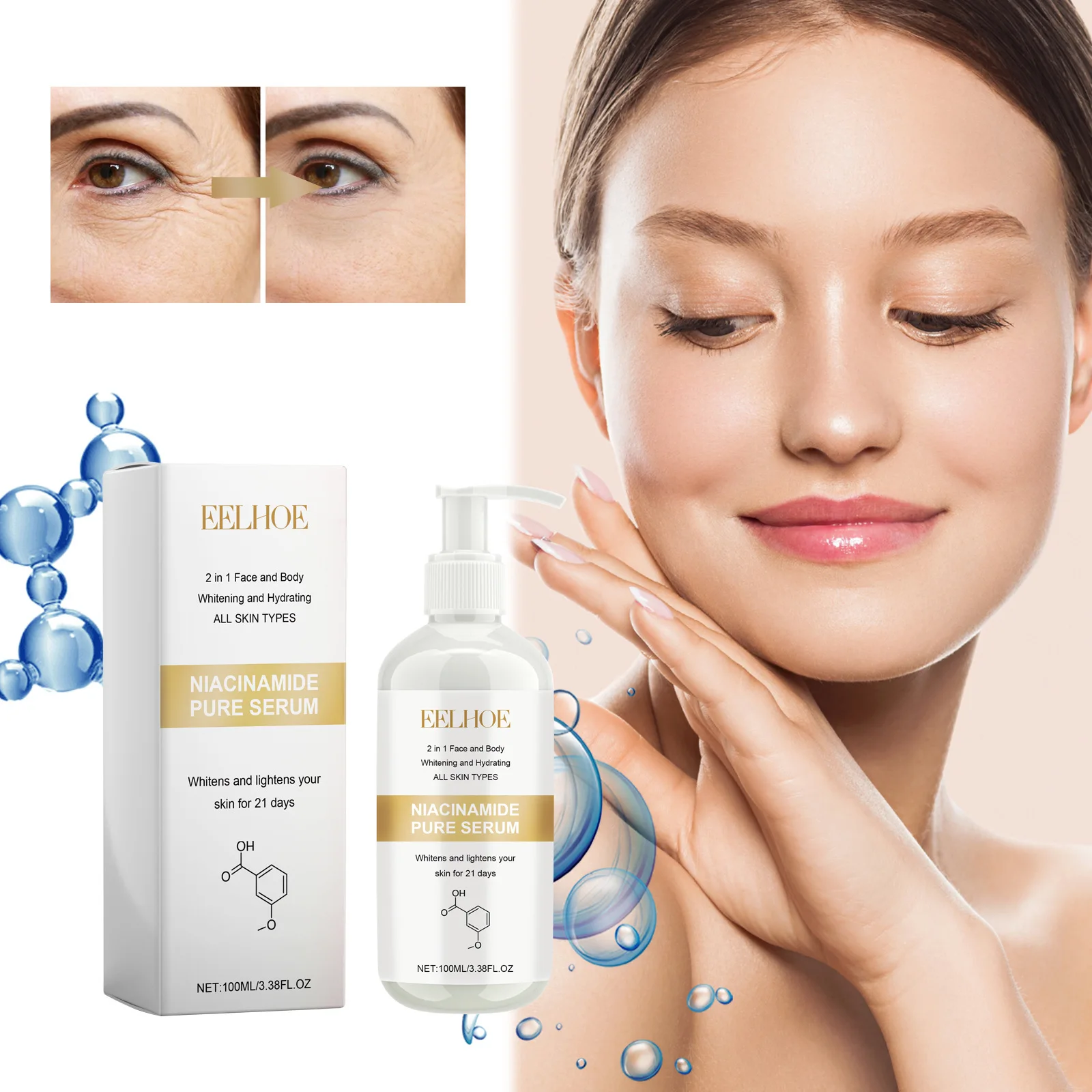 

EELHOE Niacinamide Essence Firming Moisturizing Anti-Wrinkle Whitening Skin Fading Fine Lines Skin Rejuvenation and Hydration