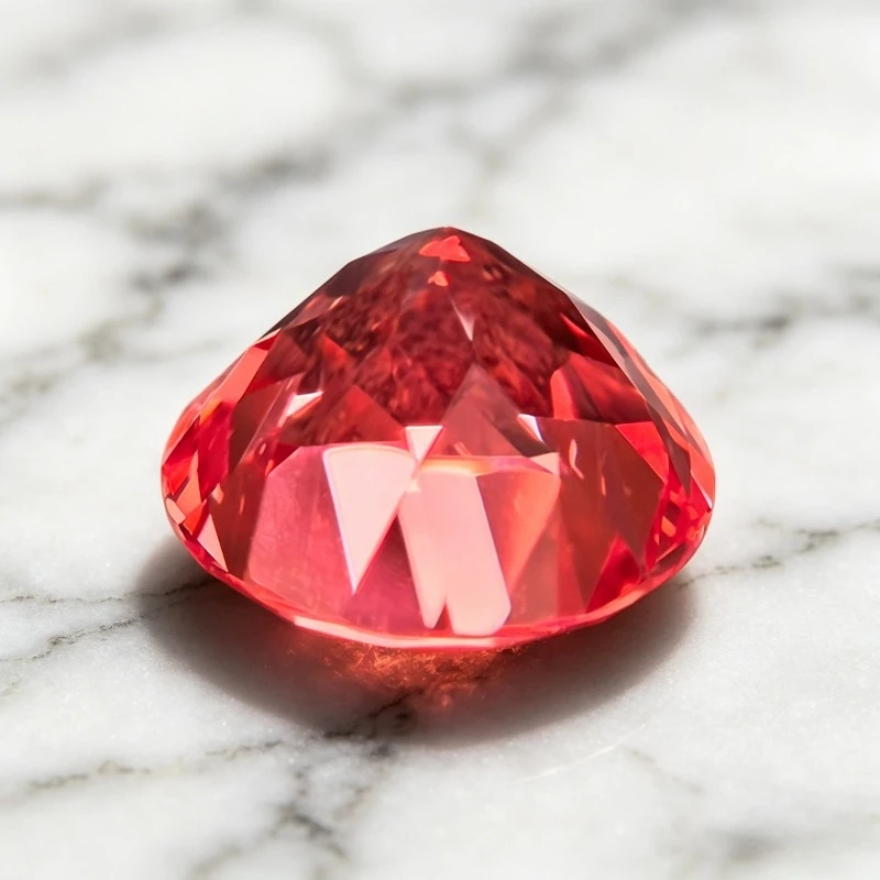 Hochwertiger Laborgezüchteter Padparadscha-Feuerlotus Runder Edelstein für DIY-Ringe, Halsketten und Ohrringe Hauptmaterialien Wählbar Zertifiziert – Detail 2