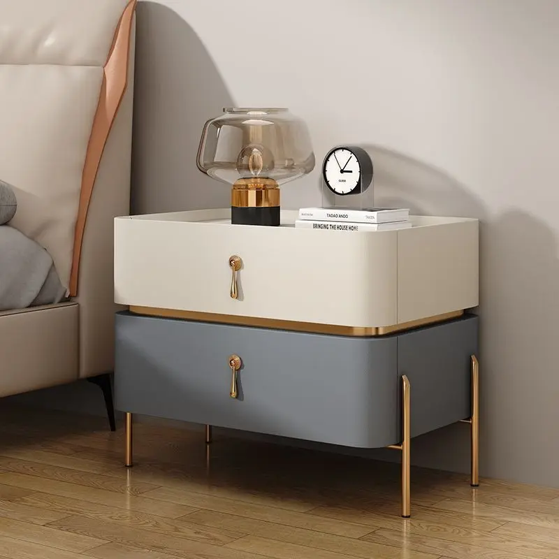 

Bedside Table New Fully Equipped High-end Bedside Table Light Luxury Simple Modern Solid Wood Bedside Cabinet Rock Slab Bedroom