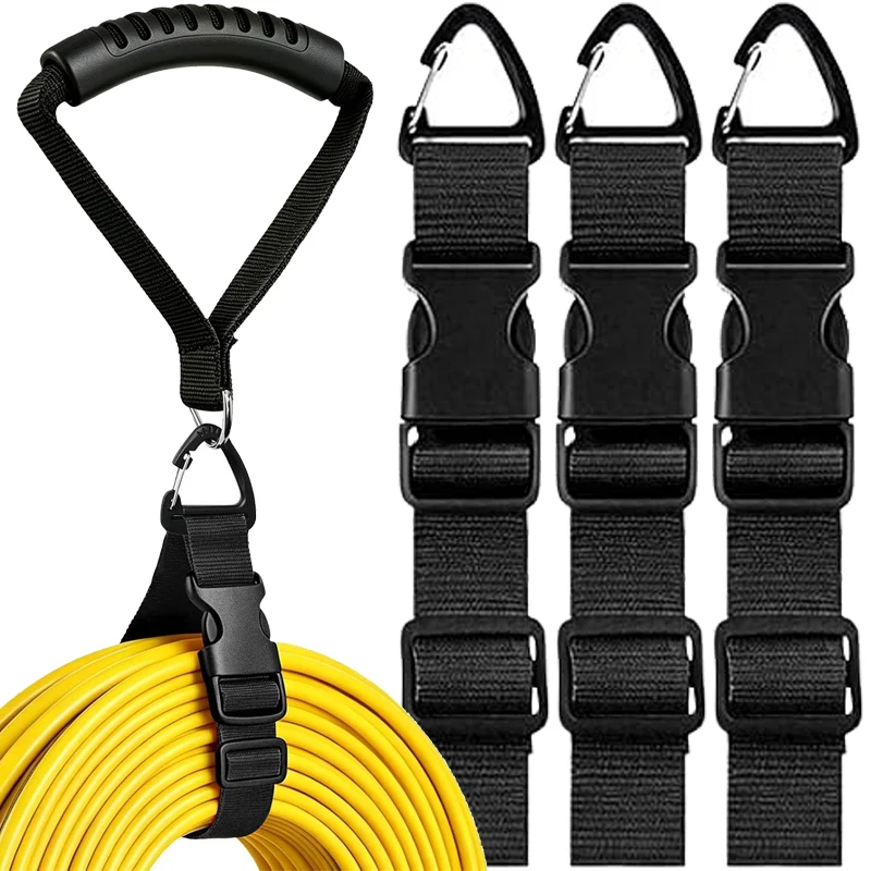 Heavy Duty Storage Strap Hook & Loop Nylon Cord Carrying Strap Adjustable Garden Hose Straps Buckle Cable Management Organizer