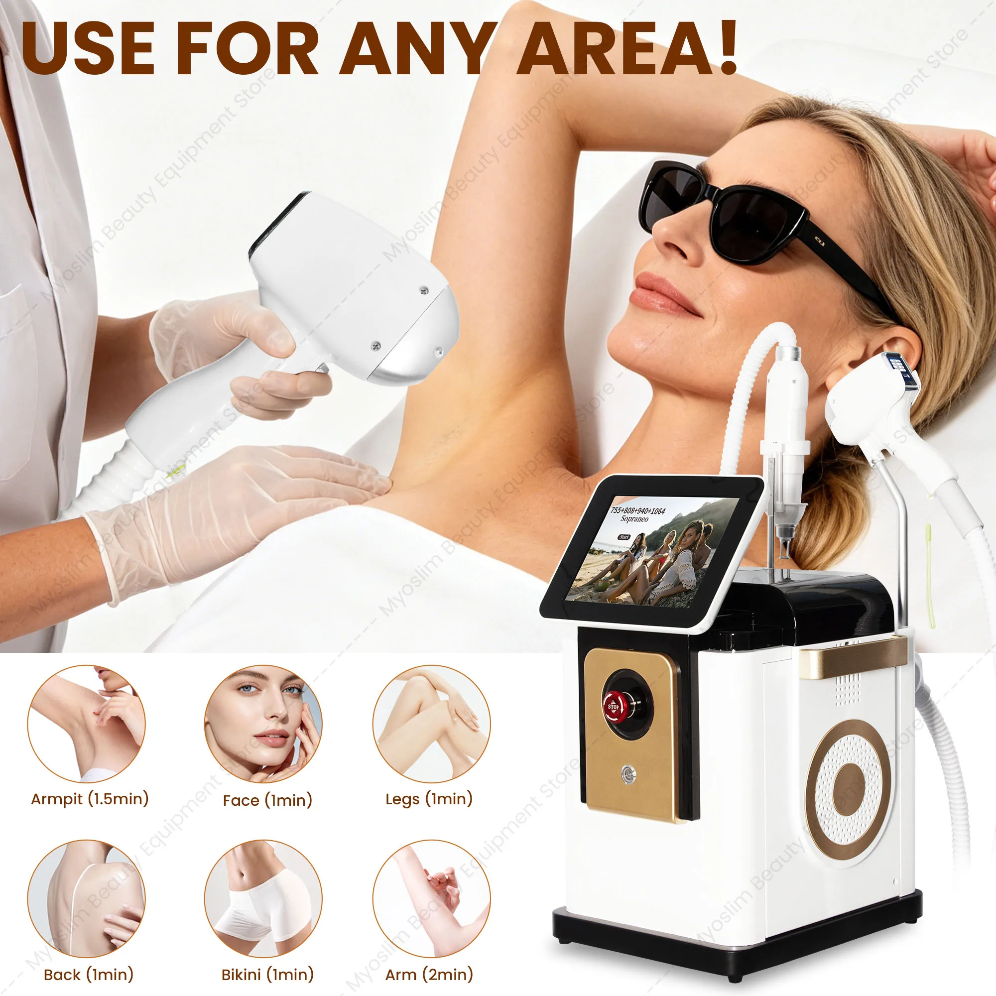 6000W 2in1 Diode Lase Hair Removal Picosecond Tattoo Removal Machine 755 808 940 1064nm 4Wavelength